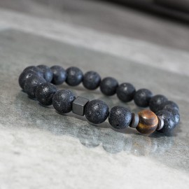 Vyriška lavos apyrankė su tigro akimi. Nemokamas siuntimas.