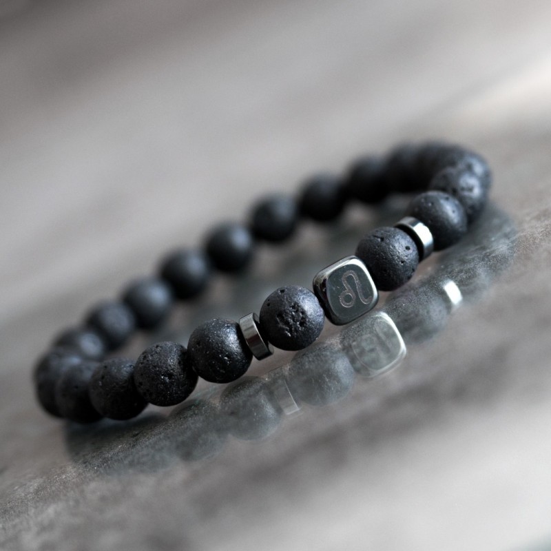 Vulkaninės lavos apyrankė su zodiako ženklu (pasirinktinai). Nemokamas siuntimas.