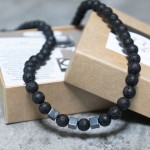 Vyriškas lavos ir hematito vėrinys. Nemokamas siuntimas. 