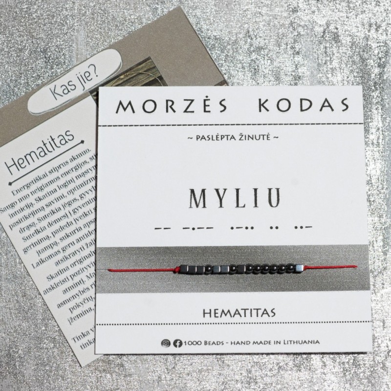 Morzės kodas - Sėkmės apyrankė  "MYLIU". Nemokamas siuntimas