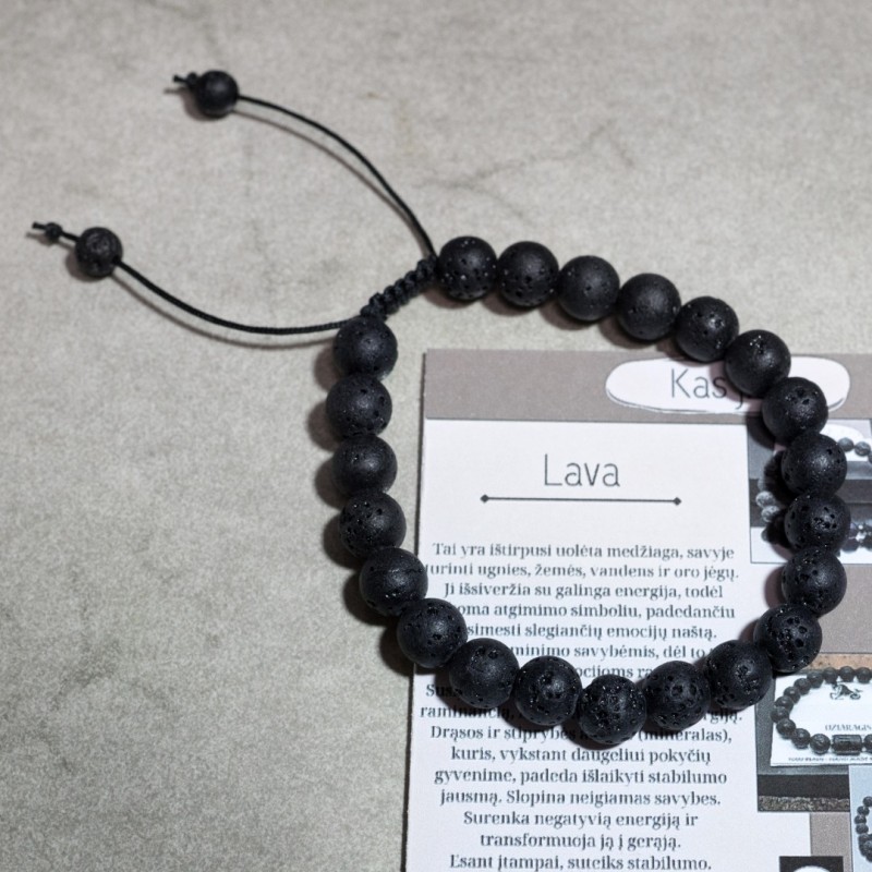 Reguliuojamo dydžio lavos apyrankė. Nemokamas siuntimas.