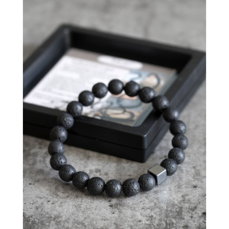 Lavos apyrankė su hematito kubu. Nemokamas siuntimas. 