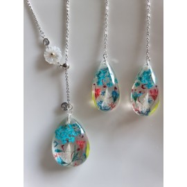 Komplektukas Prati flores - pakabukas ir auskarai su pievų gėlytėmis