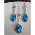 Komplektukas Blue Musco - pakabukas ir auskarai su samanėlėmis