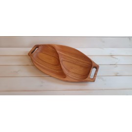 2 skyrių padėklas su rankenomis