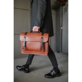 Šviesiai rudas odinis portfelis/rankinė su diržu