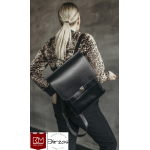 Maža juoda odinė kuprinė moterims