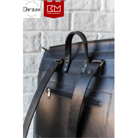 Juoda didelė odinė kuprinė vyrams ir moterims