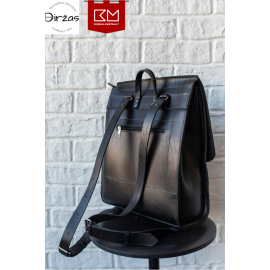 Didelė juoda odinė kuprinė vyrams ir moterims