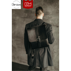 Didelė juoda odinė kuprinė vyrams ir moterims