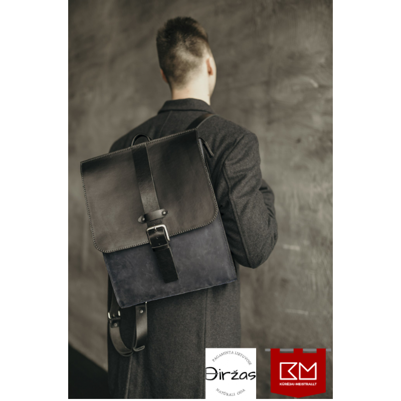 Rankų darbo natūralios odos kuprinė