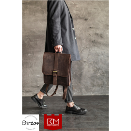 Ruda didelė odinė kuprinė vyrams ir moterims