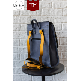 Geltona ir mėlyna maža odinė kuprinė moterims