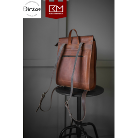 2 rudos spalvos atspalvių odinė kuprinė moterims