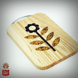 "Gėlė" gintaru inkrustuota pjaustymo lentelė 