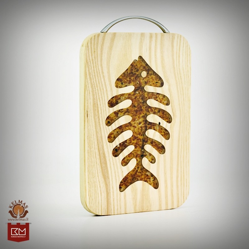 "Žuvis" gintaru inkrustuota pjaustymo lentelė 