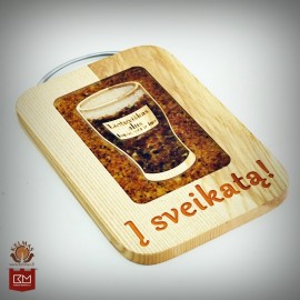 "Į Sveikatą" gintaru inkrustuota pjaustymo lentelė 