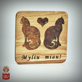 "Katės" inkrustuotas medinis padėkliukas 