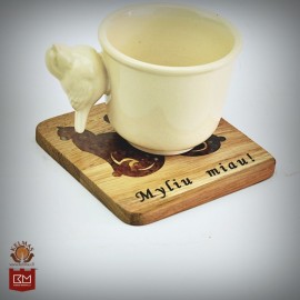 "Katės" inkrustuotas medinis padėkliukas 