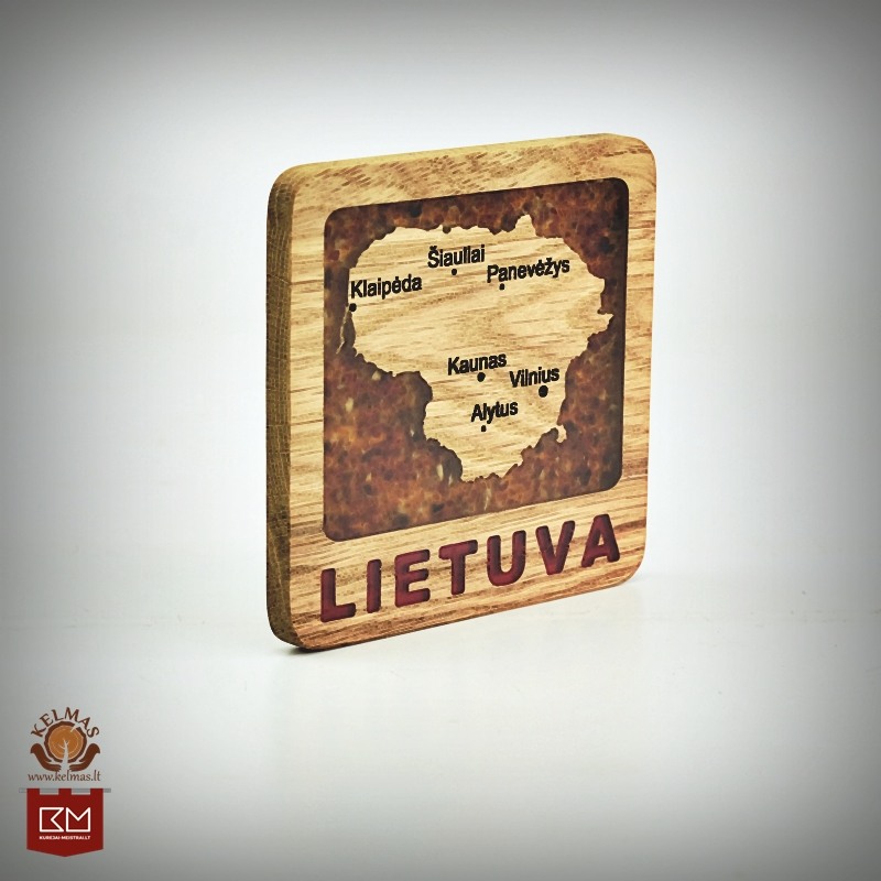 "Lietuva" inkrustuotas medinis padėkliukas 