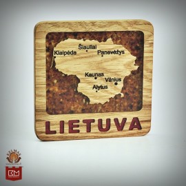 "Lietuva" inkrustuotas medinis padėkliukas 