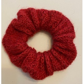 Virbalais megzta plaukų gumytė, raudono vyno spalvos
