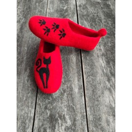 Moteriškos veltos  šlepetės"Katytė" 40 dydis.