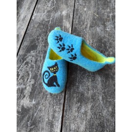 Vaikiškos veltinio šlepetės"Katinėlis"