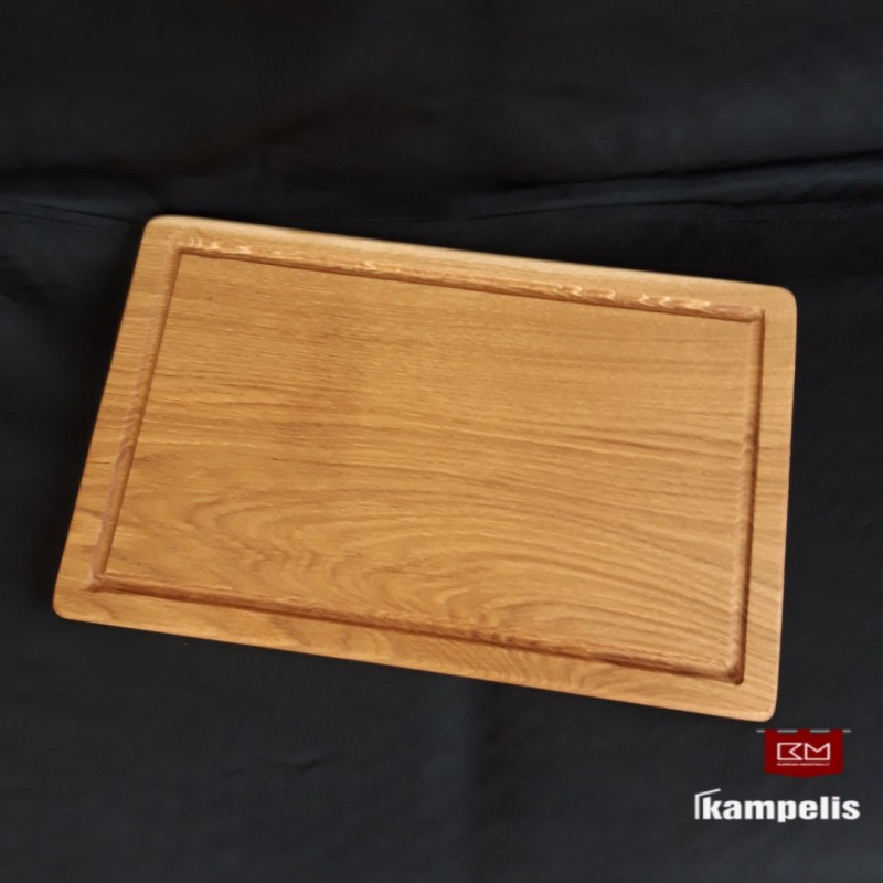 Ąžuolinė pjaustymo lentelė "39x25 "su grioveliu