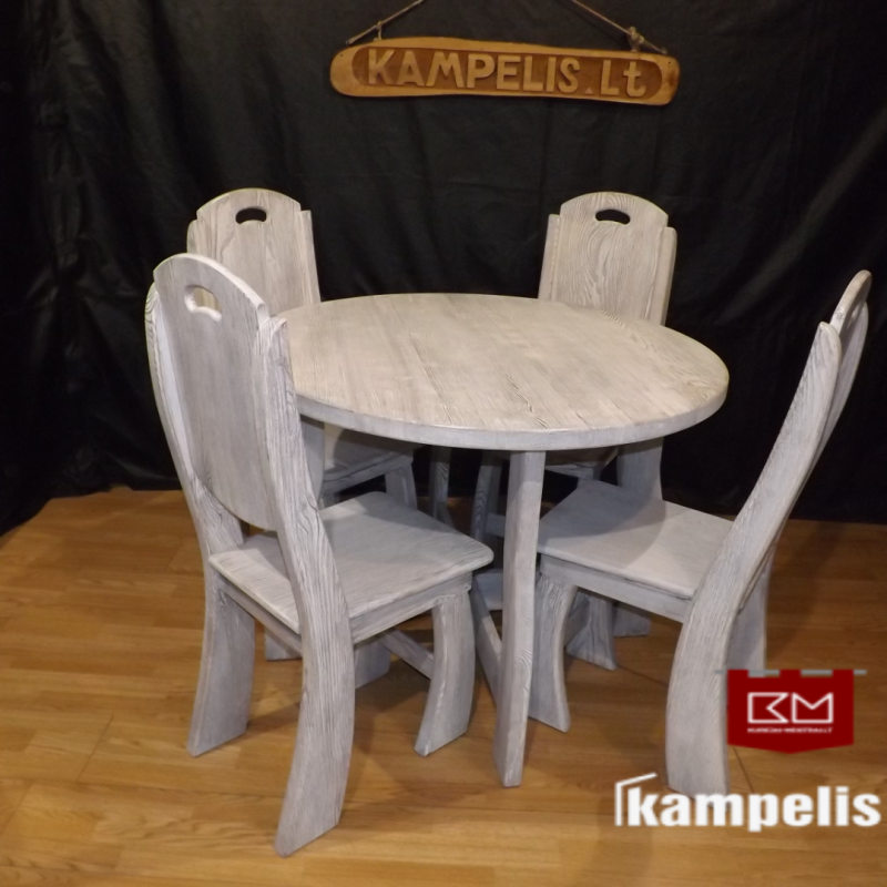 Baldų komplektas iš uosio "Sendintas baltas 100"  Baldų komplektas iš uosio "Sendintas baltas 100"