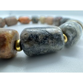 Apyrankė iš jūrinio ąžuolo, jūrinių akmenukų su žalvario intarpais