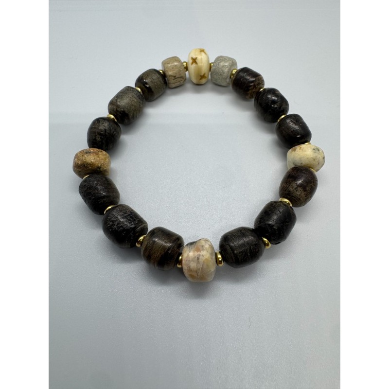 Jūros akmenėlių apyrankė – žalvaris, jūrinis ąžuolas