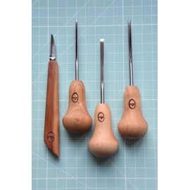 Medžio drožybos rėžtukų rinkinys / Lino raižinių rėžtukų rinkinys 4 vnt.